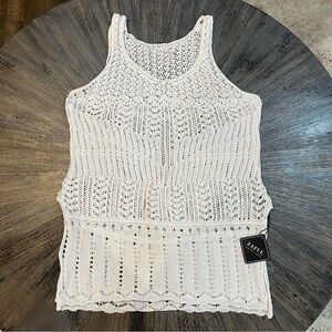 Zaful White Crochet Knit Tank Top | Size L | NWT